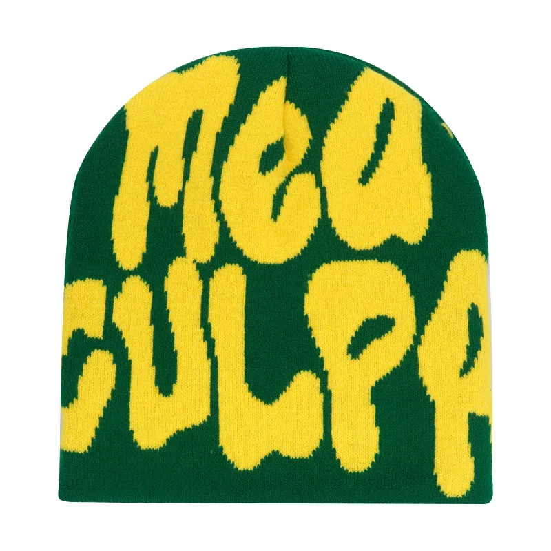 Czapka beanie Y2K dziergana z napisem unisex Y2k 06 04
