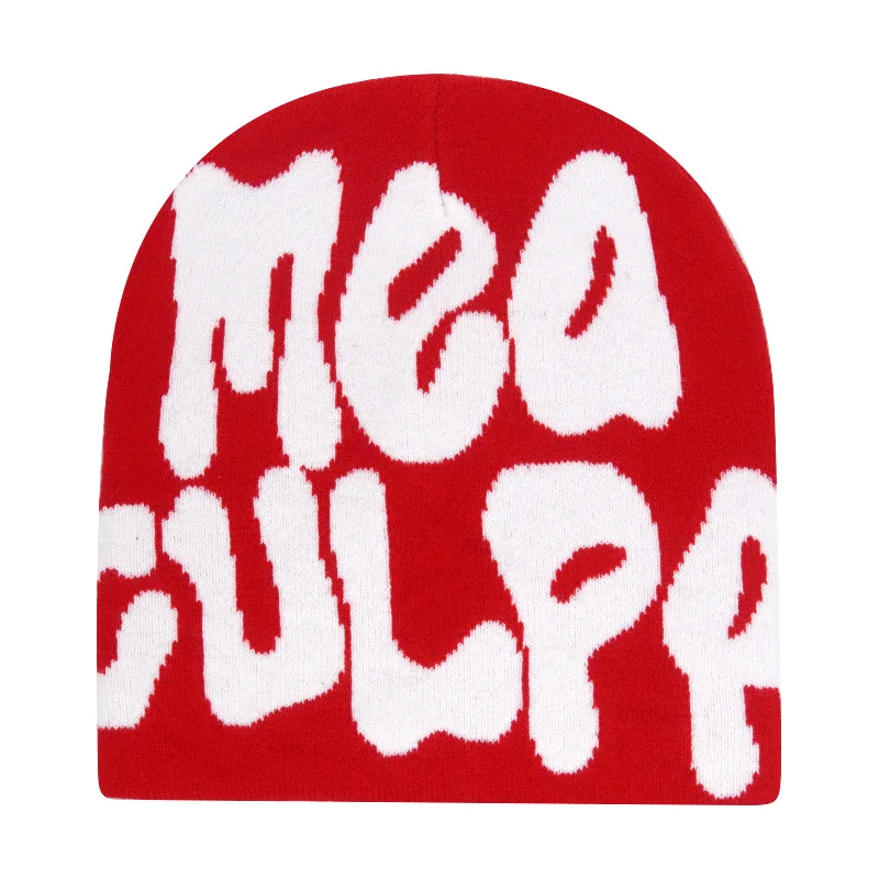 Czapka beanie Y2K dziergana z napisem unisex Y2k 06 05