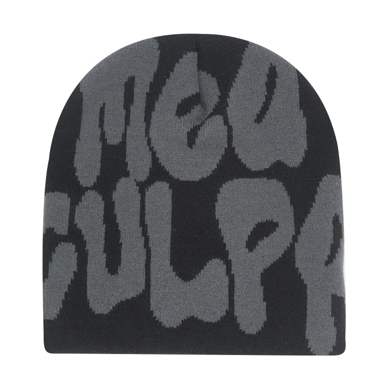Czapka beanie Y2K dziergana z napisem unisex Y2k 06 06
