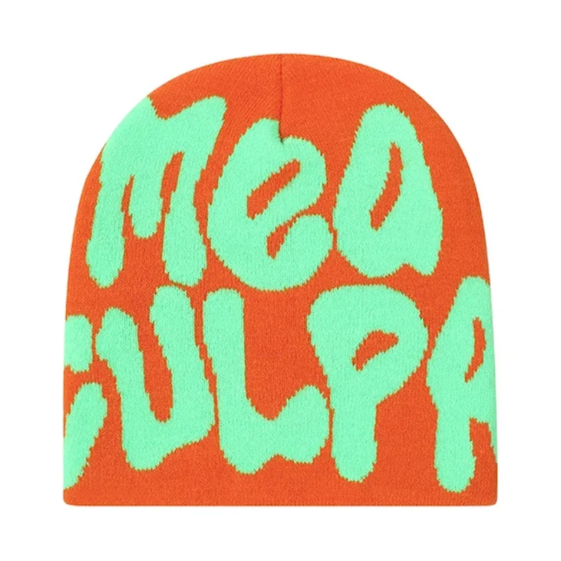 Czapka beanie Y2K dziergana z napisem unisex Y2k 06 07