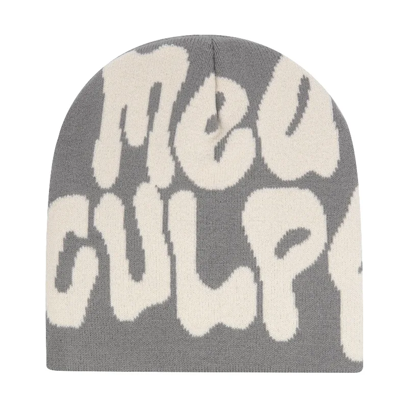 Czapka beanie Y2K dziergana z napisem unisex Y2k 06 08