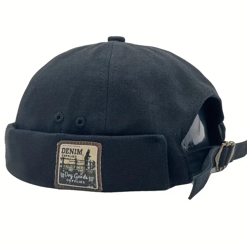 Czapka docker bez ronda, krótka czapka beanie w stylu vintage Czarny