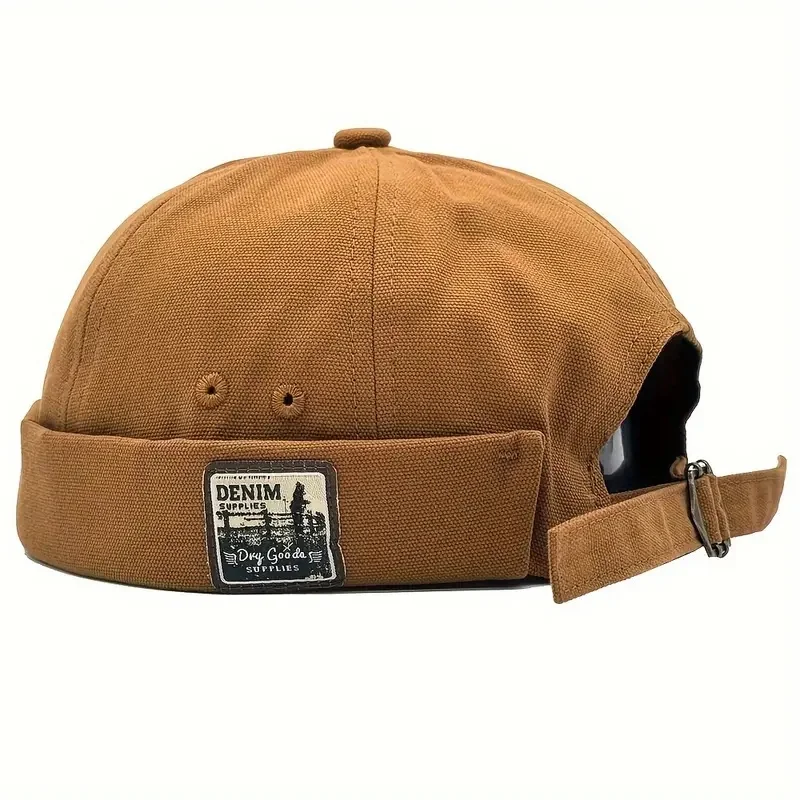 Czapka docker bez ronda, krótka czapka beanie w stylu vintage Brązowy