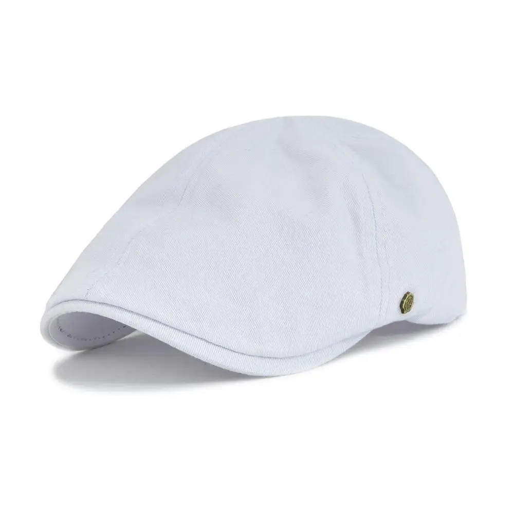 Czapka flat cap VOBOOM, bawełniana kaszkiet ivy męska i damska Biały