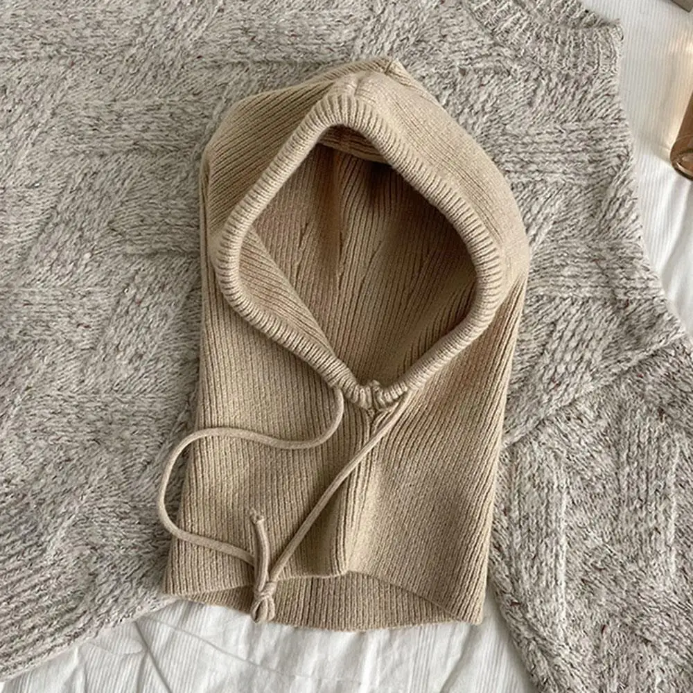 Czapka kominiarka dzianinowa z osłoną na szyję zimowa Khaki