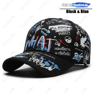 Bawełniana czapka snapback z nadrukiem graffiti Czarny