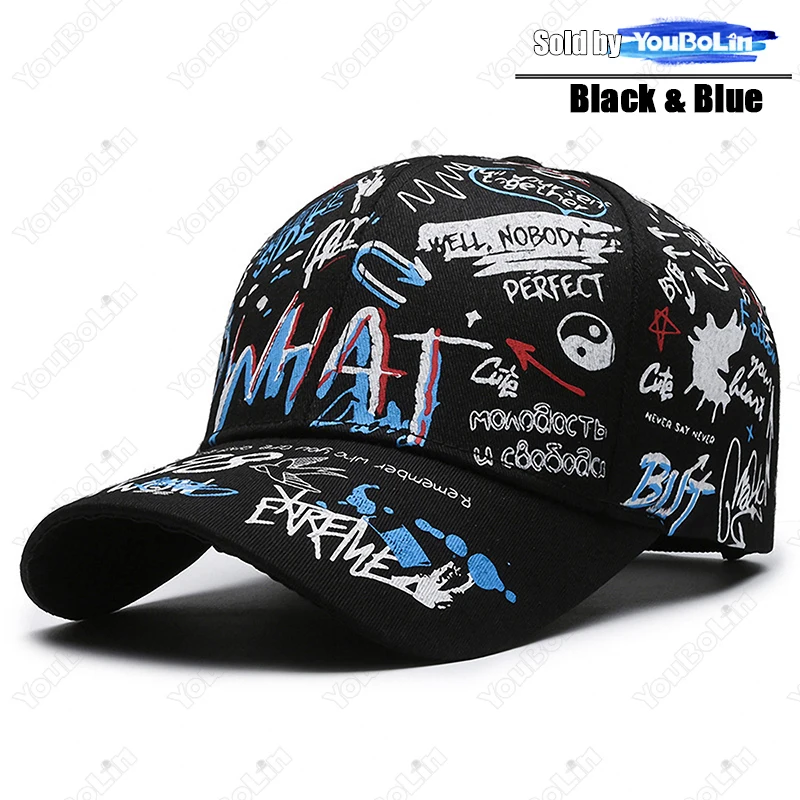Bawełniana czapka snapback z nadrukiem graffiti Czarny