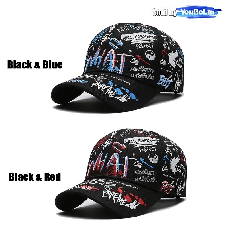 Bawełniana czapka snapback z nadrukiem graffiti Blackblue blackred