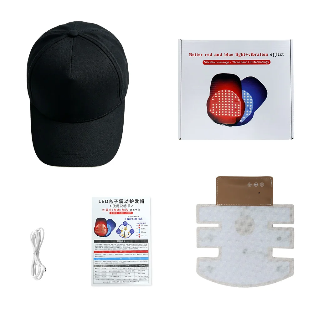 Czapka do terapii światłem LED na porost włosów Czarny