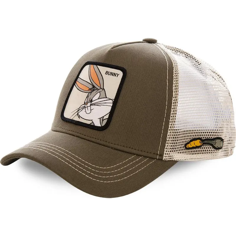 Czapka z daszkiem trucker z naszywką w stylu anime Brązowy