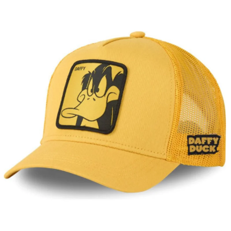 Czapka z daszkiem trucker z naszywką w stylu anime Żółty