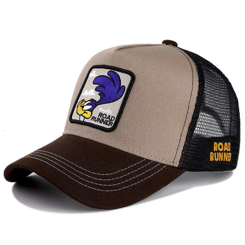 Czapka z daszkiem trucker z naszywką w stylu anime Khaki