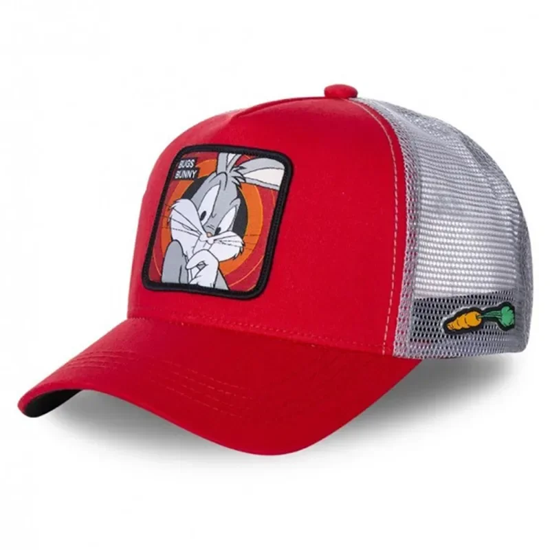 Czapka z daszkiem z naszywką trucker w stylu kreskówki Błędy czerwone