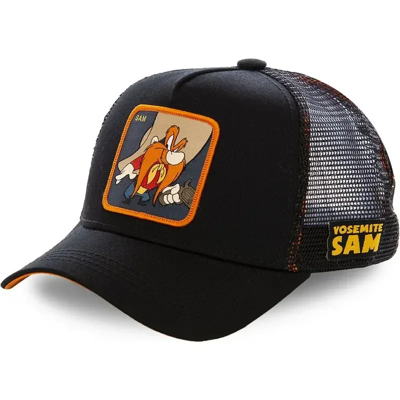 Czapka z daszkiem z naszywką trucker w stylu kreskówki Czarny