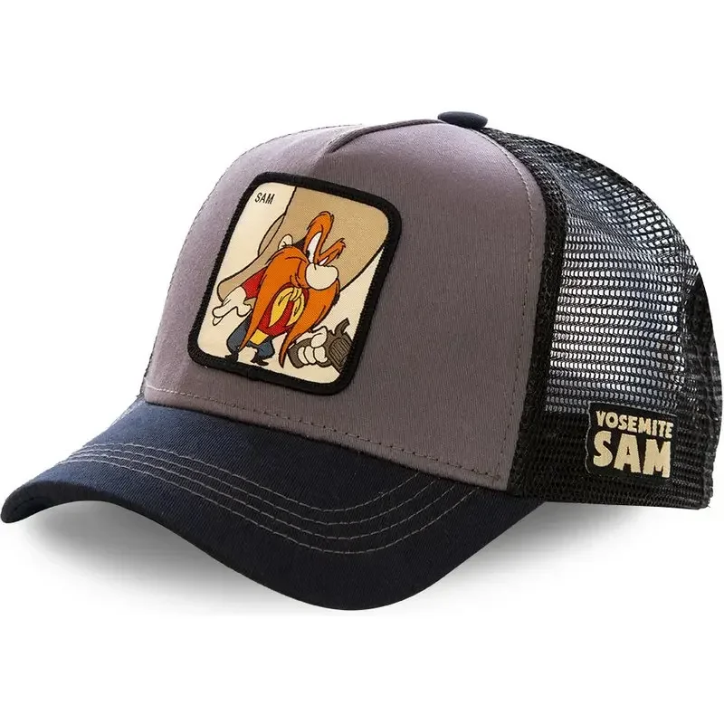 Czapka z daszkiem z naszywką trucker w stylu kreskówki Szary