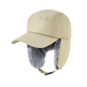 Czapka uszanka traper z nausznikami, ciepła czapka zimowa pilotka Khaki