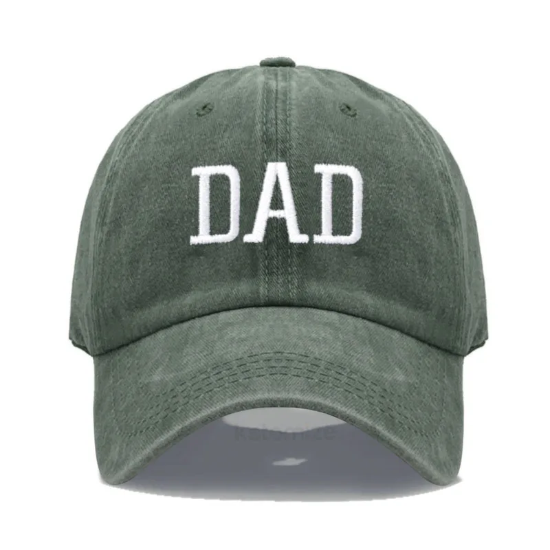 Bawełniana czapka z daszkiem z haftem DAD i MOM Zielony