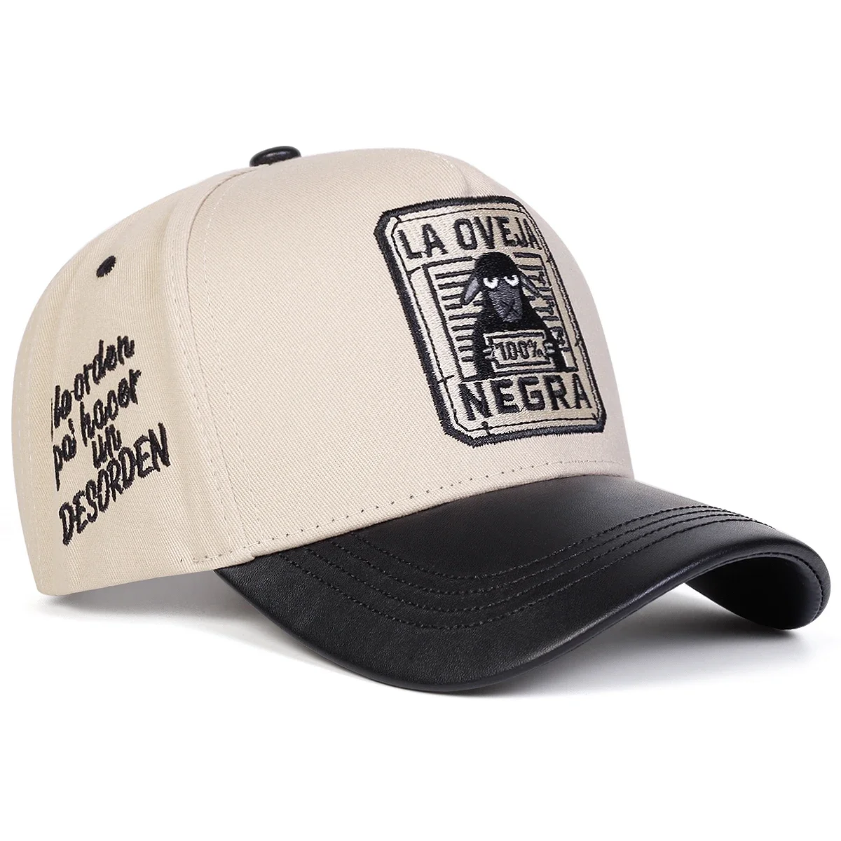 Czapka z daszkiem z haftem La Oveja Negra unisex Beżowy