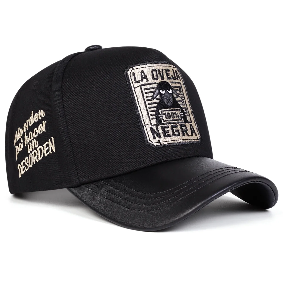 Czapka z daszkiem z haftem La Oveja Negra unisex Czarny