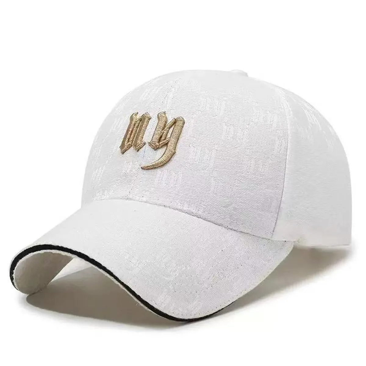 Czapka z daszkiem z haftem NY unisex regulowana Biały