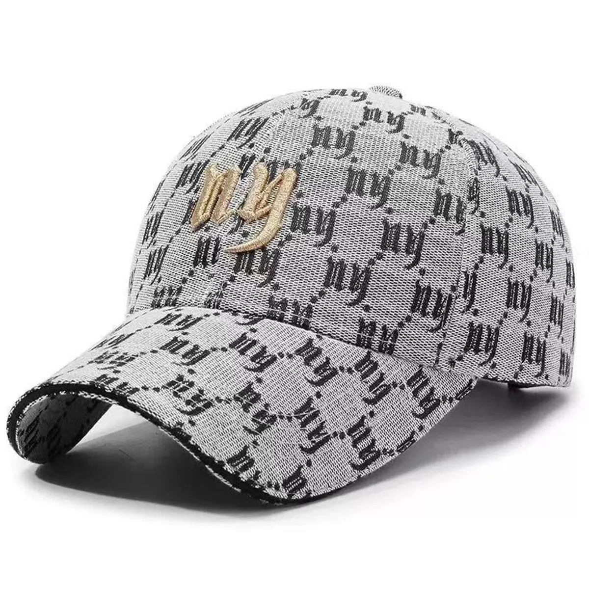 Czapka z daszkiem z haftem NY unisex regulowana Szary