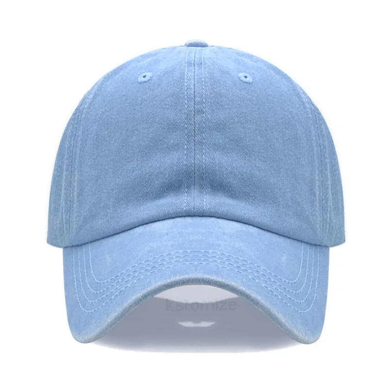 Czapka z daszkiem z haftowanym logo, vintage washed bawełna Niebieski