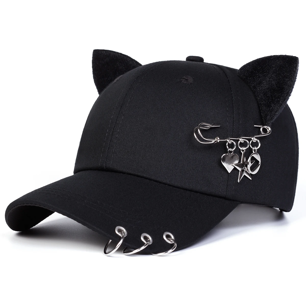 Czapka z daszkiem z kocimi uszami unisex Czarny