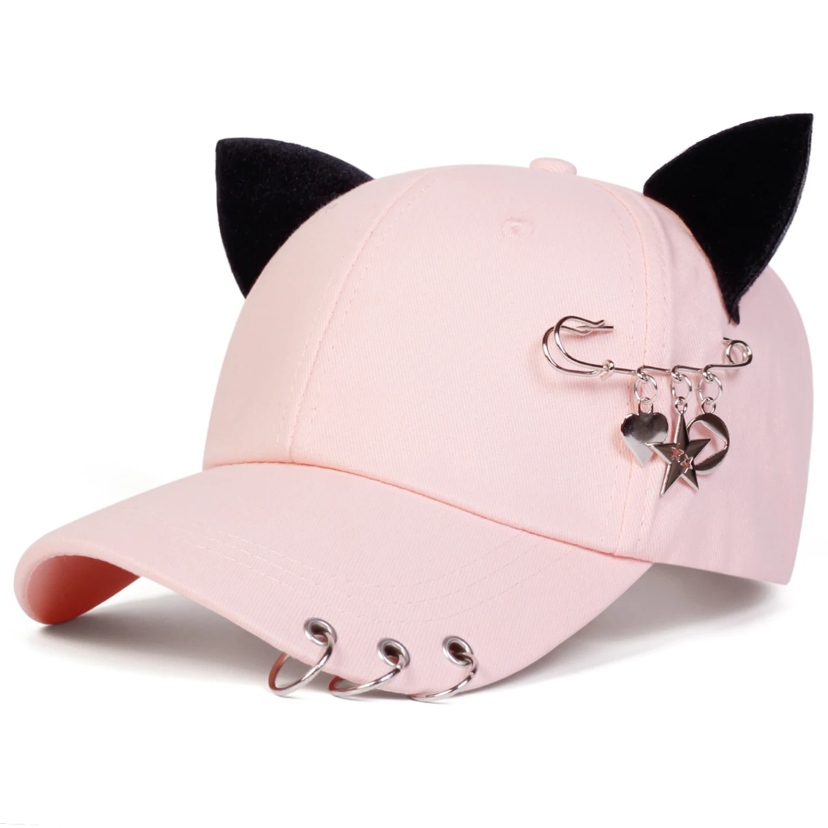 Czapka z daszkiem z kocimi uszami unisex Różowy