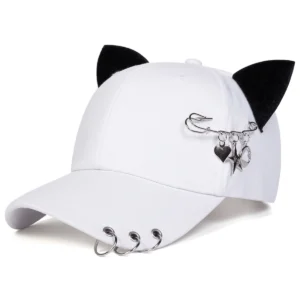 Czapka z daszkiem z kocimi uszami unisex Biały
