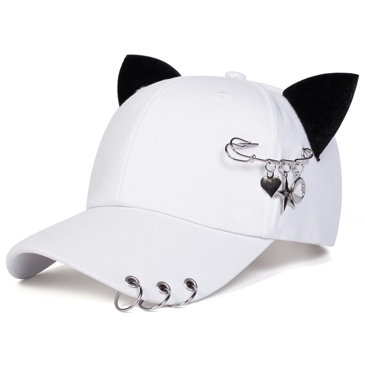 Czapka z daszkiem z kocimi uszami unisex Biały