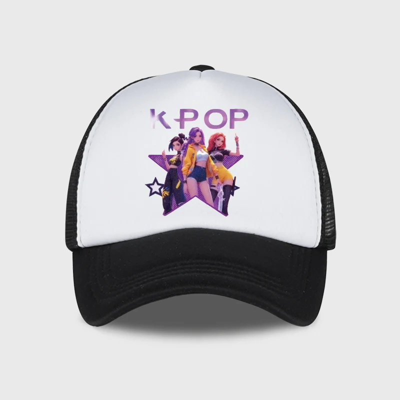 Czapka z daszkiem K-POP z siatką - letnia czapka baseballowa Czarno-biały