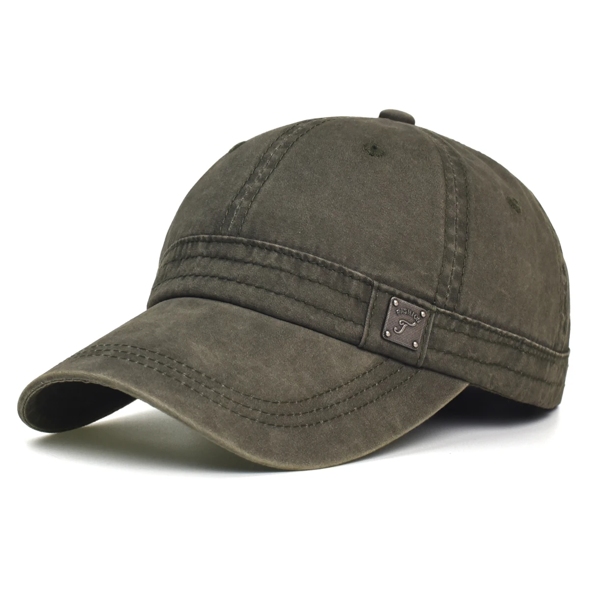 Czapka z daszkiem z pranej bawełny, dad hat w stylu vintage Khaki
