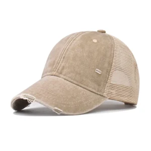Czapka z daszkiem siateczkowa baseballówka vintage unisex Khaki