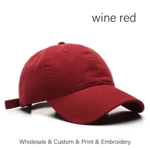 Czapka z daszkiem unisex - bawełniana, klasyczna baseballówka Czerwone wino