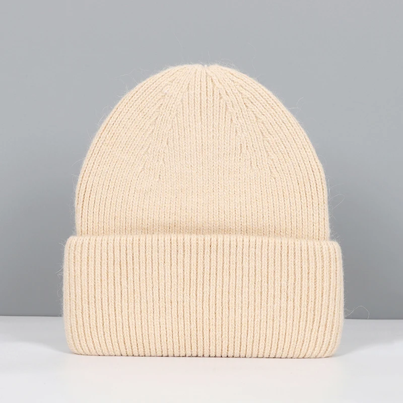 Czapka zimowa damska z dzianiny, ciepła i miękka czapka beanie Beżowy