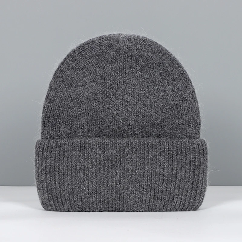 Czapka zimowa damska z dzianiny, ciepła i miękka czapka beanie Ciemnoszary