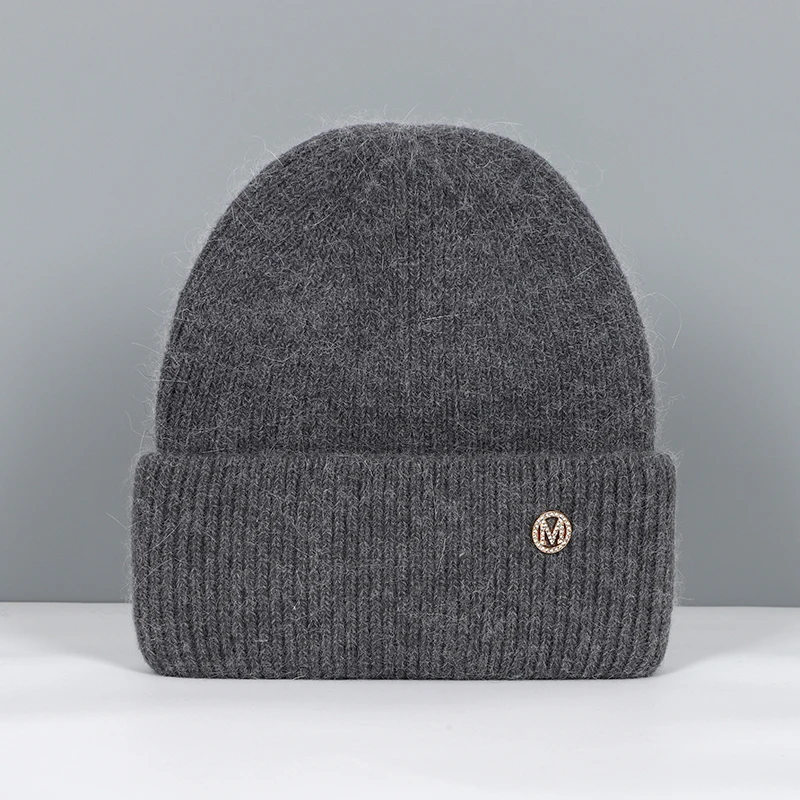 Czapka zimowa damska z dzianiny, ciepła i miękka czapka beanie Szary