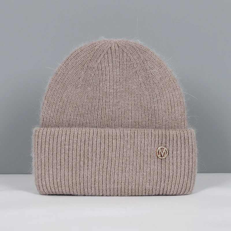 Czapka zimowa damska z dzianiny, ciepła i miękka czapka beanie Khaki