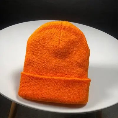 Czapka zimowa damska z dzianiny COKK, miękka ciepła czapka beanie Pomarańczowy