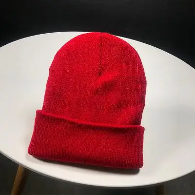 Czapka zimowa damska z dzianiny COKK, miękka ciepła czapka beanie Bordowy