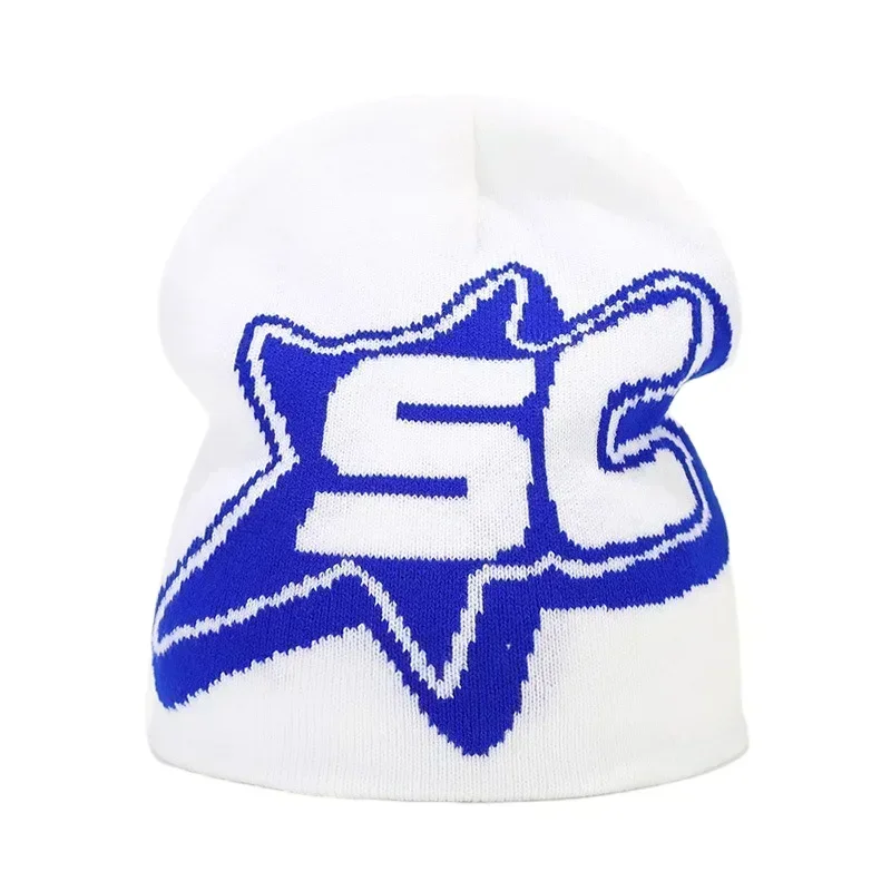 Czapka zimowa dzianinowa Y2K unisex, ciepła czapka beanie 35