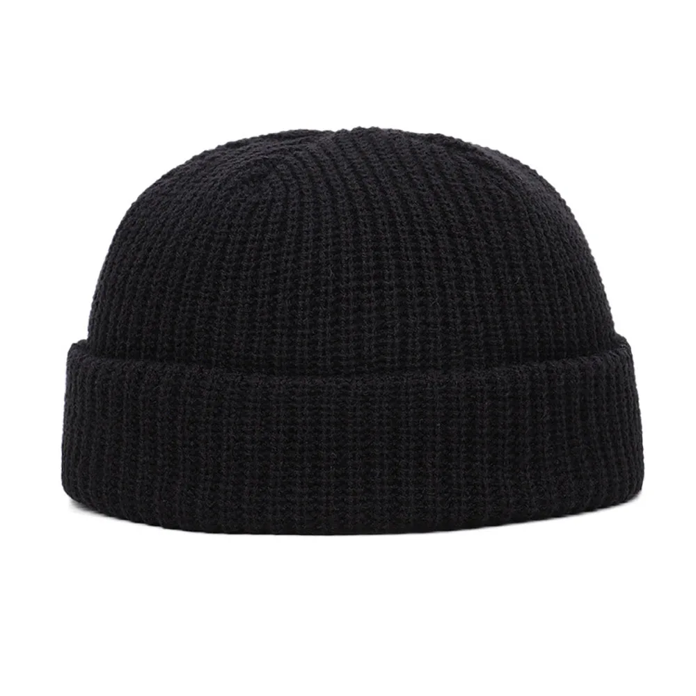 Czapka zimowa dziergana beanie unisex, ciepła krótka czapka Czarny