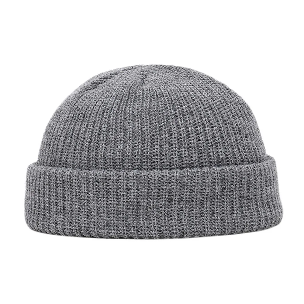 Czapka zimowa dziergana beanie unisex, ciepła krótka czapka Ciemnoszary