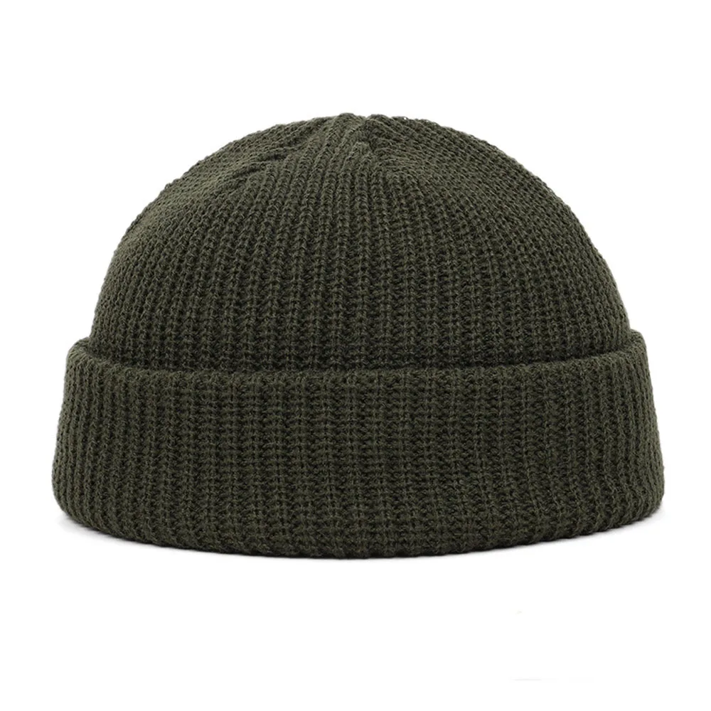 Czapka zimowa dziergana beanie unisex, ciepła krótka czapka Zielony