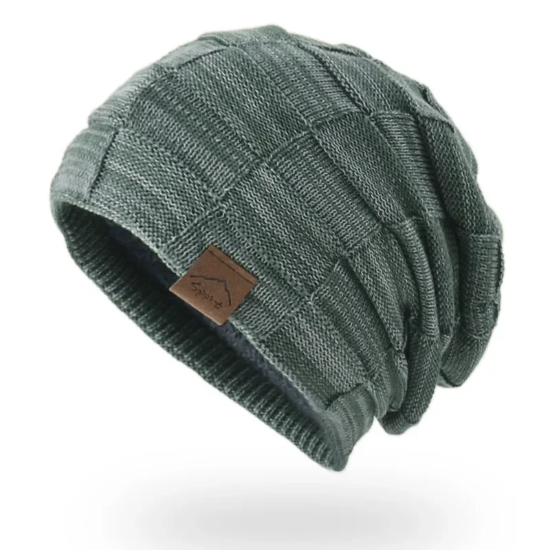 Czapka zimowa z pomponem i polarową podszewką - ciepła czapka beanie Zielony