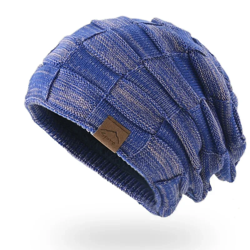 Czapka zimowa z pomponem i polarową podszewką - ciepła czapka beanie Fioletowy