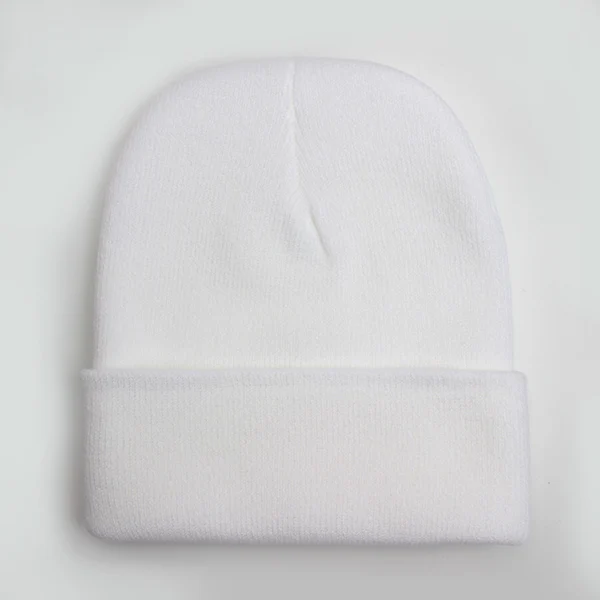 Czapka zimowa unisex z dzianiny, ciepła czapka beanie z mieszanki wełny Biały