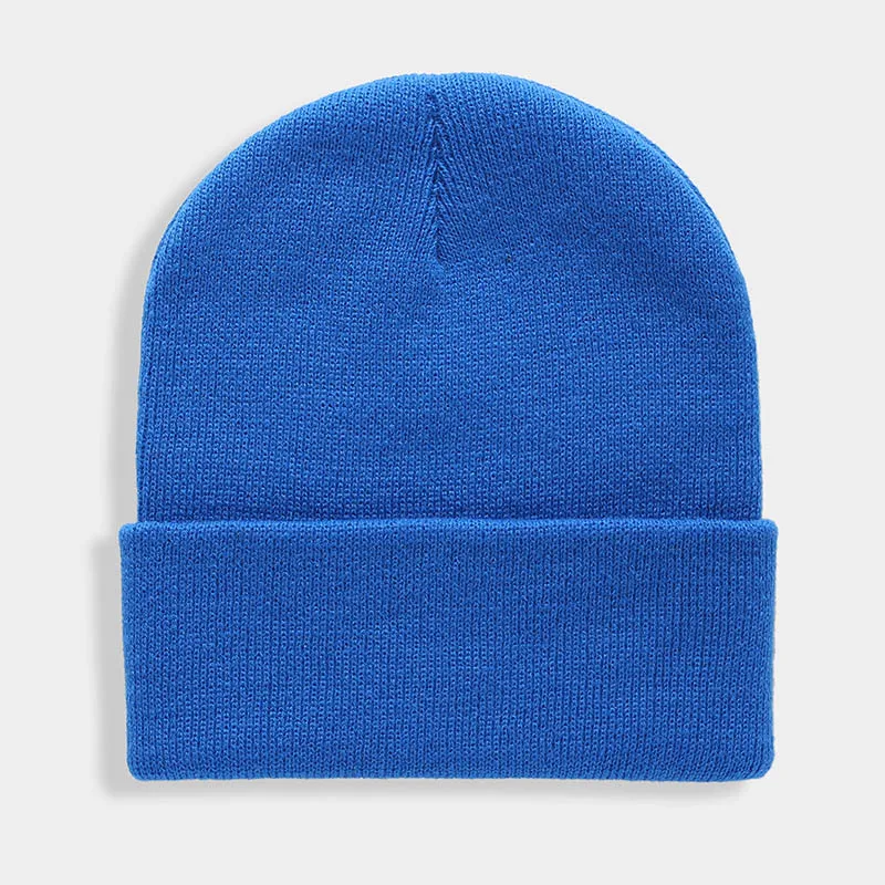 Czapka zimowa unisex z dzianiny, ciepła czapka beanie z mieszanki wełny Błękitny jeziorowy