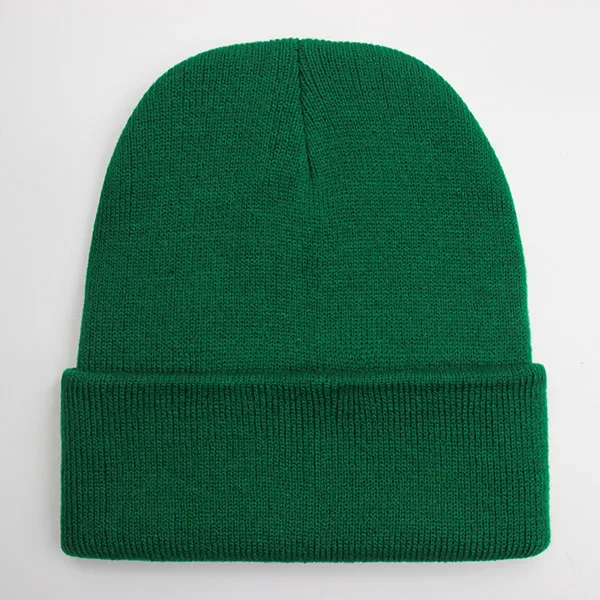 Czapka zimowa unisex z dzianiny, ciepła czapka beanie z mieszanki wełny Ciemnozielony