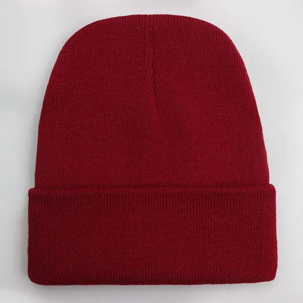 Czapka zimowa unisex z dzianiny, ciepła czapka beanie z mieszanki wełny Czerwone wino